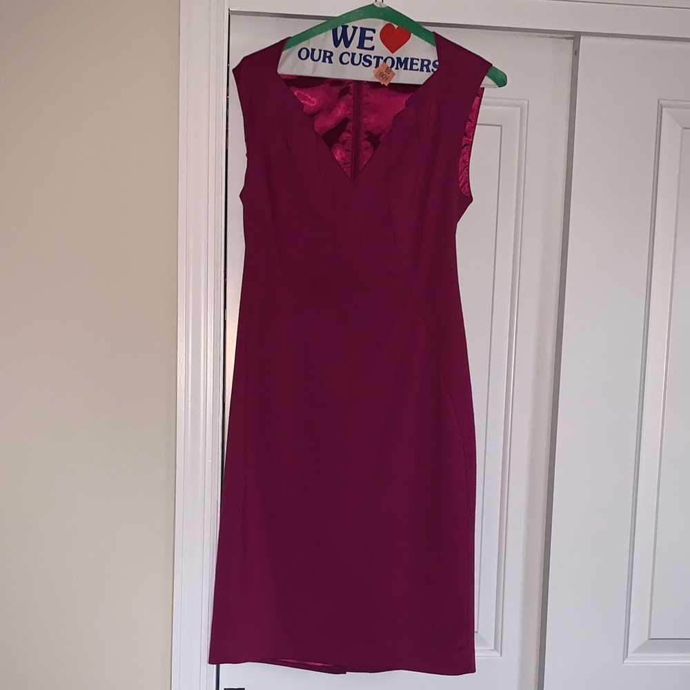 Tahari Sleeveless Sheath Dress in Vibrant Magenta